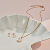 304 Stainless Steel Pendant Necklaces & Stud Earrings Sets for Girl's WG60F59-02-2