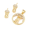 Brass Micro Pave Cubic Zirconia Pendant & Stud Earrings Sets for Women SJEW-F227-01H-G-2