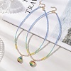 2Pcs 2 Styles Colorful K9 Glass Teardrop Heart Pendant Electroplated Glass Faceted Rondelle Beaded Necklaces NJEW-JN05752-1
