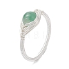 Horse Eye Natural Green Aventurine & Amethyst & Rose Quartz Finger Rings RJEW-JR00843-02-4