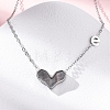 304 Stainless Steel Pave Natural Colorful Shell Heart Pendant Necklaces for Women NJEW-U032-09P-02-2