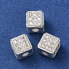 Brass Clear Cubic Zirconia Beads KK-L272-04S-1