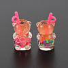 Imitation Bubble Tea/Boba Milk Tea Transparent Resin Pendants RESI-T052-02F-1