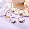 Round Natural & Synthetic Gemstone Braided Finger Ring RJEW-JR00742-5