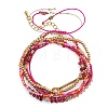 5Pcs Adjustable Nylon Round Gemstone Bead Braided Bracelet Sets NO9066-2-5