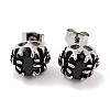 Halloween Skull 316 Surgical Stainless Steel Pave Black Cubic Zirconia Stud Earrings for Women Men EJEW-Z050-12AS-1