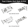 20 Sets 2 Styles Rectangle 201 Stainless Steel Watch Band Clasps STAS-DC0011-60-2