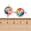 CCB Plastic Frame with Polymer Clay Smiling Face Flower Beads Flat Round Links Connector Charms KK-D103-10A-RG-3