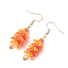 304 Stainless Steel Glass Seed Beads Tree Dangle Earrings EJEW-MZ00738-4
