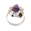 Planet Natural Amethyst Finger Rings RJEW-TA00165-03-4