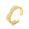 Brass Grooved Rectangle Signet Open Cuff Ring for Women RJEW-G263-06G-4