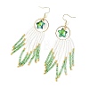 Star Glass Seed Beaded Dangle Tassel Earrings EJEW-MZ00777-02-4