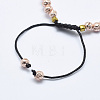 Electroplated Natural Lava Rock Braided Bead Bracelets BJEW-I258-B04-2