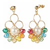 Flower Colorful Glass Beads Dangle Earrings for Girl Women X1-EJEW-TA00010-3