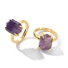 Hexagon Natural Amethyst Finger Rings RJEW-B113-02G-06-2