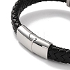 Men's Braided Black PU Leather Cord Bracelets BJEW-K243-32AS-3