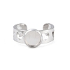 Hollow Heart 304 Stainless Steel Cuff Ring Components SA-CBA82C8-02A-P-2