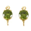 Brass Pave Cubic Zirconia Flat Round Connector Charms KK-P347-01G-03-2