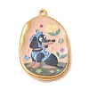 Printed 304 Stainless Steel Enamel Pendants SA-CBAB1B6-03G-02-1