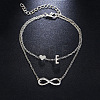 Alloy Infinity Heart Initial Charm Double Layer Anklets for Women FS-WG74AE6-05-1