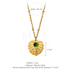304 Stainless Steel Glass Leaf Pendant Satellite Chain Necklaces for Women WG6ADB0-01-1