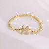 Brass Micro Pave Clear Cubic Zirconia Beaded Stretch Bracelets for Women FS-WGB95F4-10-1