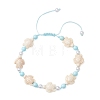 Adjustable Ocean Turtle Synthetic Turquoise & Dyed Round Natural Howlite & Imitation Pearl Braided Bead Anklets for Womem AJEW-AN00785-3