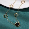 Ion Plating(IP) 304 Stainless Steel & Plastic Flower Pendant Necklaces for Women NJEW-P320-02G-03-2