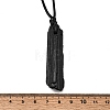 Raw Rough Natural Black Tourmaline Nuggets Pendant Adjustable Waxed Cord Necklaces for Women Men GG-CBA7610-12-5