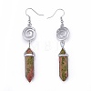 Pointed Bullet Natural & Synthetic Mixed Gemstone Dangle Earrings EJEW-K084-C-3