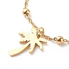 Ion Plating(IP) 201 Stainless Steel Coconut Tree Charm Bracelet with 304 Stainless Steel Satellite Chains for Women BJEW-E111-06G-3
