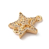 Brass Micro Pave Clear Cubic Zirconia Star Links Connector Charms KK-C062-105G-2