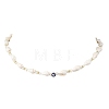 Ocean Natural Trochid Shell & Alloy Enamel Blue Evil Eye Beaded Necklaces NJEW-JN06307-4