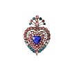 Heart Alloy Rhinestone Brooches for Backpack Clothes PW-WGD3602-01-1