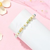 Alloy & Round Natural Flower Amazonite Beaded Stretch Bracelets for Women BJEW-JB13739-2