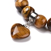 Natural Tiger Eye Beads Charm Bracelets BJEW-K164-B06-4