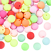 80Pcs Rubberized Style Opaque Acrylic Beads MACR-SP0001-64-1