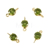 Brass Pave Cubic Zirconia Flat Round Connector Charms KK-P347-01G-03-1