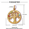304 Stainless Steel with Colorful Rhinestone Pendants RB-OY001-39G-2