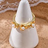 Flower Brass Open Cuff Rings for Women RJEW-G341-01G-2