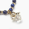Natural Lapis Lazuli(Dyed) Beads Stretch Charm Bracelets BJEW-JB03857-02-2