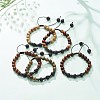 Natural Lava Rock & Wood Braided Bead Bracelet BJEW-JB08537-2