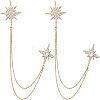  2Pcs Star with Tassel Chain Brooch Pin JEWB-NB0001-12-1