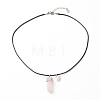 Natural Rose Quartz & Lapis Lazuli Double Terminated Pointed Pendants Necklaces Set for Couples Best Friends NJEW-JN03675-4