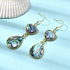 Brass Natural Abalone Shell Dangle Earrings EJEW-F388-01D-G-2