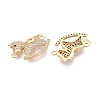 Brass Micro Pave Clear and Black Cubic Zirconia Connector Charms KK-N288-14G-2