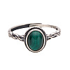 Oval Natural Malachite Finger Rings WG5875E-01-2