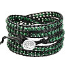 Adjustable Alloy Tree of Life Synthetic Malachite Round Beaded Wrap Bracelets for Women WGFA9D3-01-1