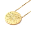 304 Stainless Steel Flat Round Pandant Necklace for Women NJEW-O126-01G-03-4