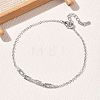 Brass Micro Pave Clear Cubic Zirconia Rectangle Link Bracelets KK-CBA6980-15P-1